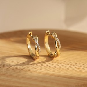 925 Sterling Silver Moissanite Mobius Twist Earrings 110100070