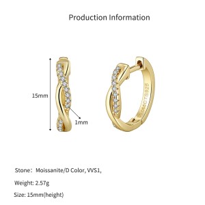 925 Sterling Silver Moissanite Mobius Twist Earrings 110100070