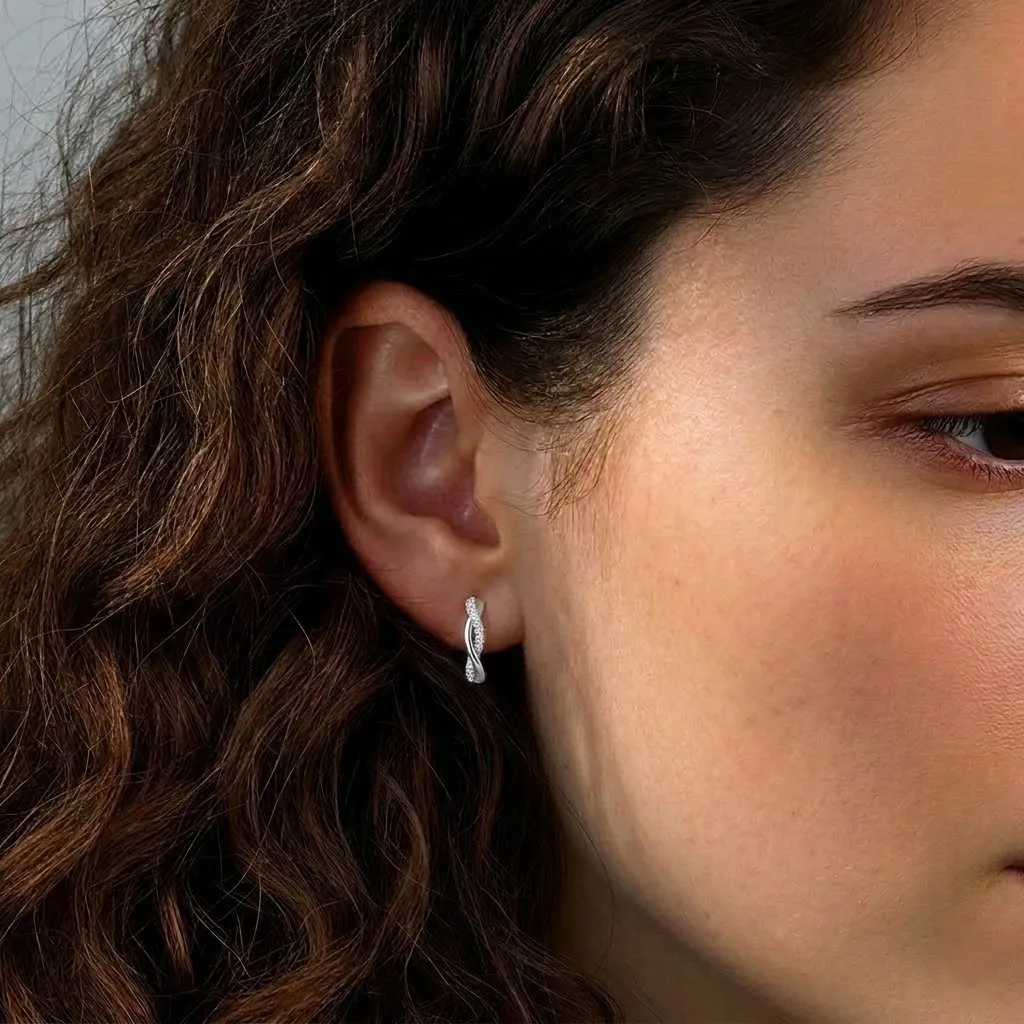 925 Sterling Silver Moissanite Mobius Twist Earrings 110100070 - image3