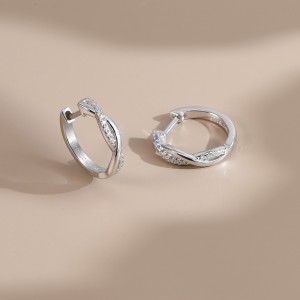 925 Sterling Silver Moissanite Mobius Twist Earrings 110100070