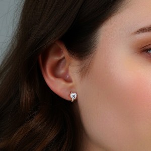 925 Sterling Silver 1Ct Heart Moissanite Hoop Earrings 110100071