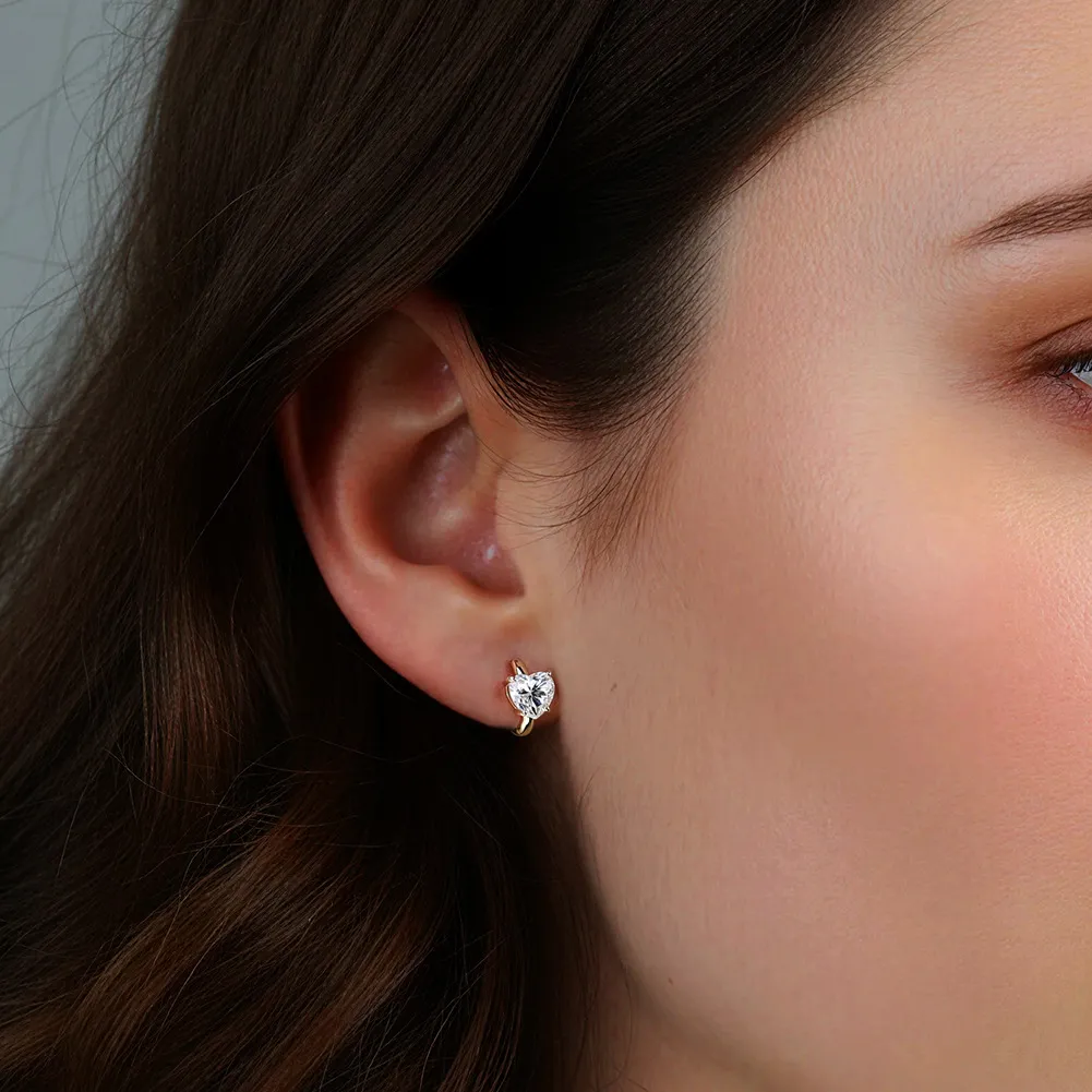 925 Sterling Silver 1Ct Heart Moissanite Hoop Earrings 110100071 - image1
