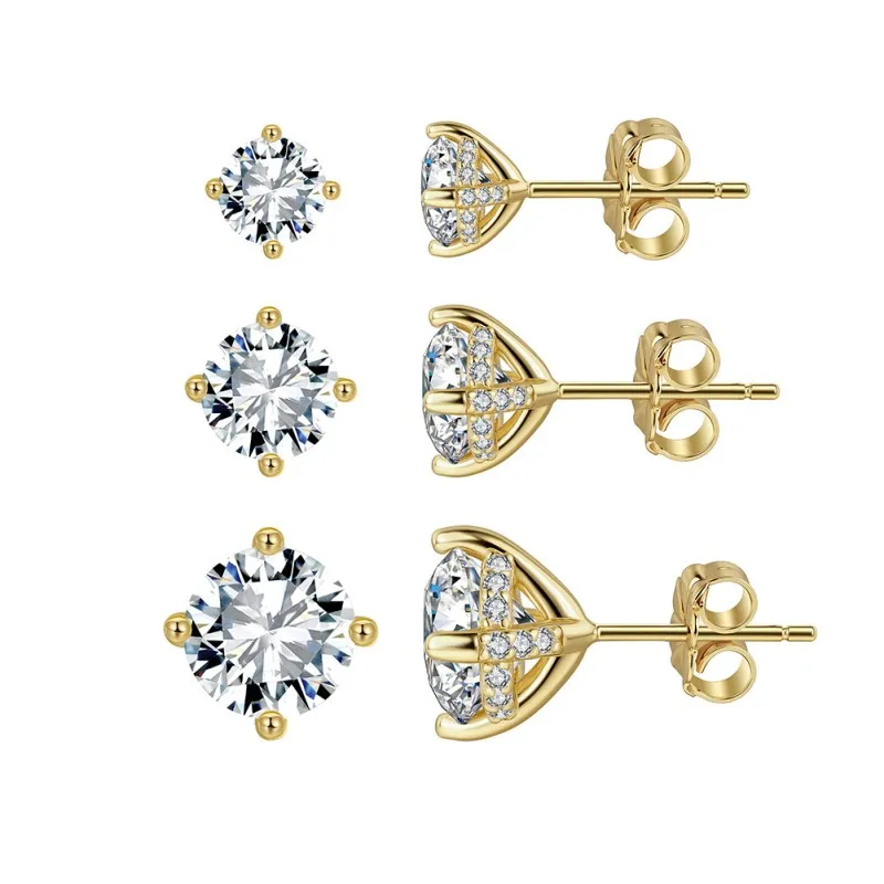 925 Sterling Silver Gallery Moissanite Stud Earrings 110100072