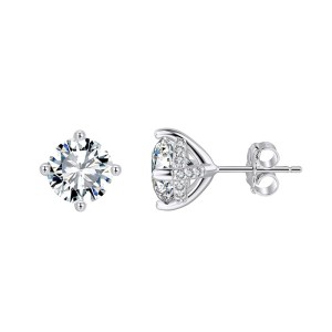 925 Sterling Silver Gallery Moissanite Stud Earrings 110100072