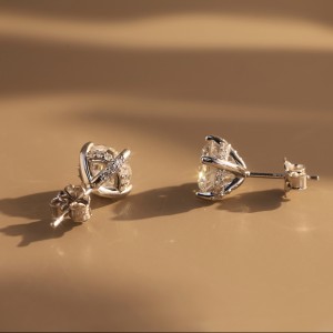 925 Sterling Silver Gallery Moissanite Stud Earrings 110100072