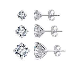 925 Sterling Silver Gallery Moissanite Stud Earrings 110100072
