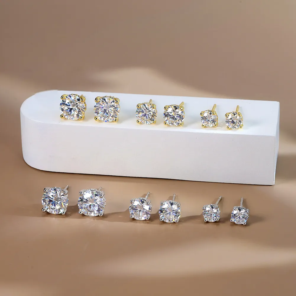 925 Sterling Silver Gallery Moissanite Stud Earrings 110100072 - image1