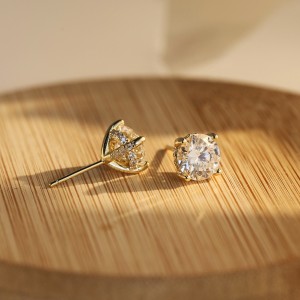 925 Sterling Silver Gallery Moissanite Stud Earrings 110100072