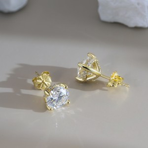 925 Sterling Silver Gallery Moissanite Stud Earrings 110100072