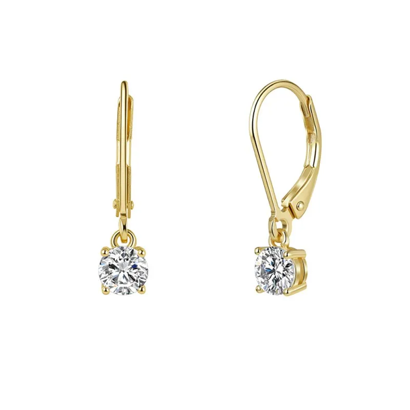 925 Sterling Silver Moissanite Leverback Drop Earrings 110100073