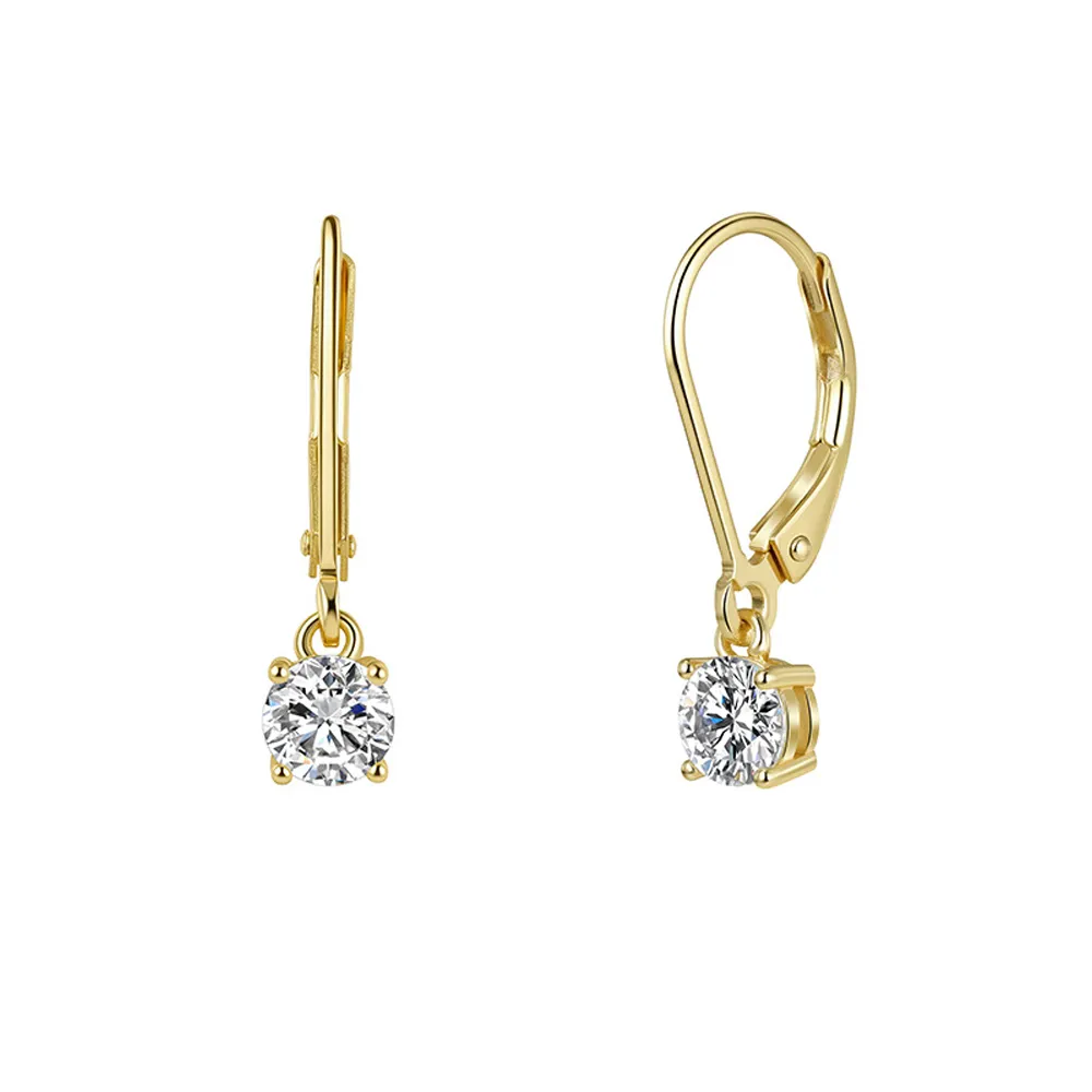 925 Sterling Silver Moissanite Leverback Drop Earrings 110100073