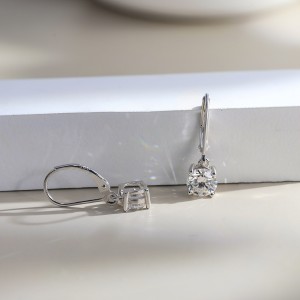 925 Sterling Silver Moissanite Leverback Drop Earrings 110100073