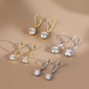 925 Sterling Silver Moissanite Leverback Drop Earrings 110100073