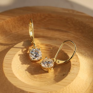 925 Sterling Silver Moissanite Leverback Drop Earrings 110100073
