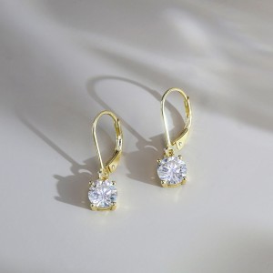 925 Sterling Silver Moissanite Leverback Drop Earrings 110100073