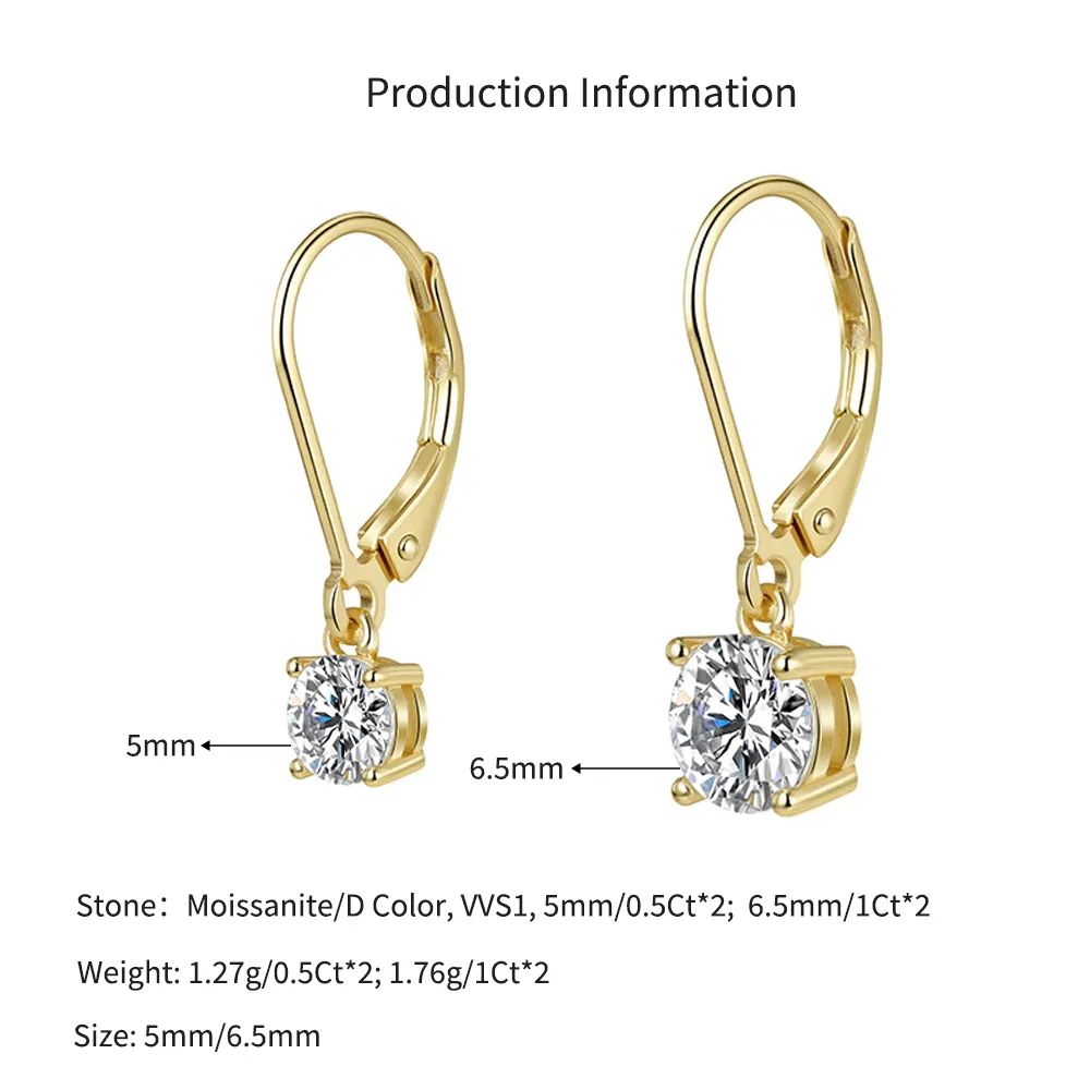 925 Sterling Silver Moissanite Leverback Drop Earrings 110100073 - image4