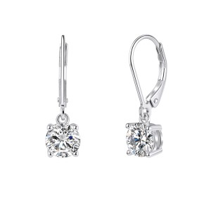925 Sterling Silver Moissanite Leverback Drop Earrings 110100073