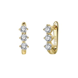 925 Sterling Silver 3-Stone Moissanite U-Shaped Earrings 110100075