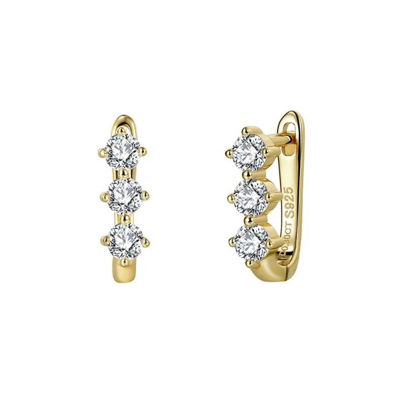 925 Sterling Silver 3-Stone Moissanite U-Shaped Earrings 110100075