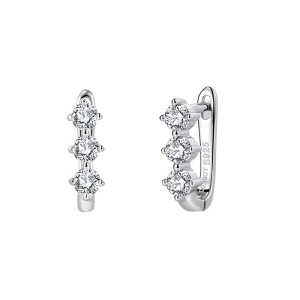 925 Sterling Silver 3-Stone Moissanite U-Shaped Earrings 110100075