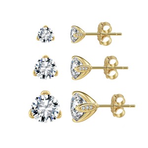 925 Sterling Silver Moissanite 3-Prong Stud Earrings 110100076