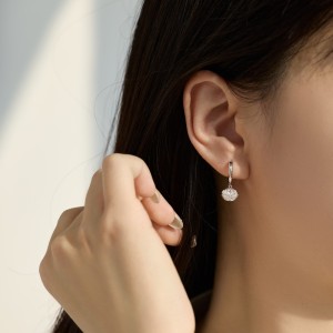 925 Sterling Silver 8-Prong Oval Zirconia Moissanite Drop Hoop Earrings 110100078