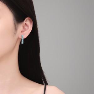 925 Silver Teal Moissanite Linear Stud Earrings 110100081 925 Silver Teal Moissanite Linear Stud Earrings 110100081