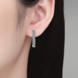 925 Silver Moissanite Tennis Bar Stud Earrings 110100083 925 Silver Moissanite Tennis Bar Stud Earrings 110100083