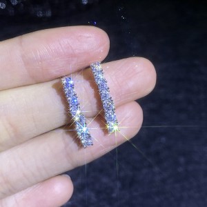 925 Silver Moissanite Tennis Bar Stud Earrings 110100083 925 Silver Moissanite Tennis Bar Stud Earrings 110100083