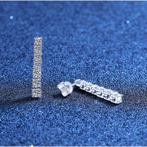 925 Silver Moissanite Tennis Bar Stud Earrings 110100083 925 Silver Moissanite Tennis Bar Stud Earrings 110100083