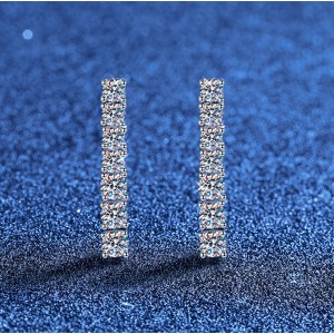 925 Silver Moissanite Tennis Bar Stud Earrings 110100083 925 Silver Moissanite Tennis Bar Stud Earrings 110100083