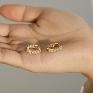 925 Sterling Silver Inside-Out Round Zircon Moissanite Hoop Earrings 110100085