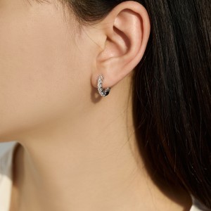 925 Sterling Silver Inside-Out Round Zircon Moissanite Hoop Earrings 110100085