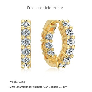 925 Sterling Silver Inside-Out Round Zircon Moissanite Hoop Earrings 110100085