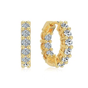 925 Sterling Silver Inside-Out Round Zircon Moissanite Hoop Earrings 110100085