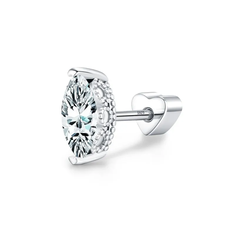 Wholesale 925 Sterling Silver Marquise Moissanite Beaded Cartilage Stud 110100086
