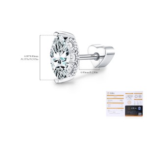 Wholesale 925 Sterling Silver Marquise Moissanite Beaded Cartilage Stud 110100086