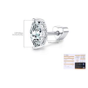 Wholesale 925 Sterling Silver Marquise Moissanite Beaded Cartilage Stud 110100086