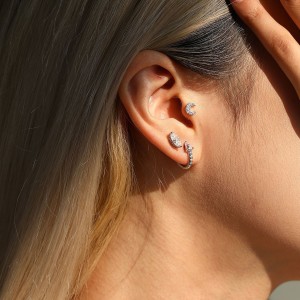 Wholesale 925 Sterling Silver Marquise Moissanite Beaded Cartilage Stud 110100086