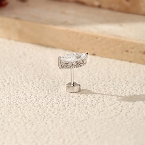 Wholesale 925 Sterling Silver Marquise Moissanite Beaded Cartilage Stud 110100086