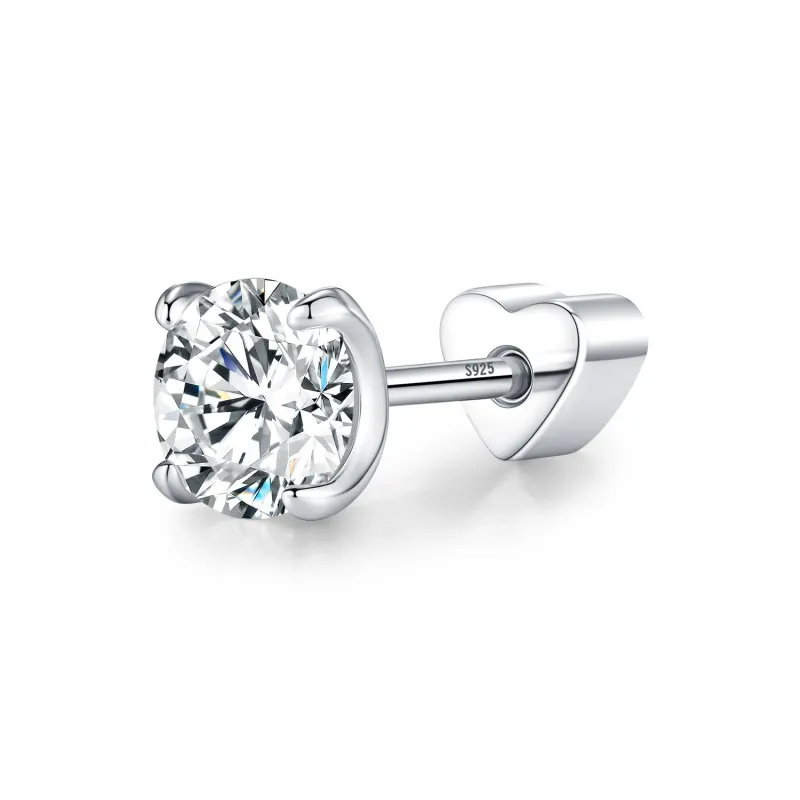 Wholesale 925 Sterling Silver 0.5ct Round Moissanite Cartilage Stud 110100087