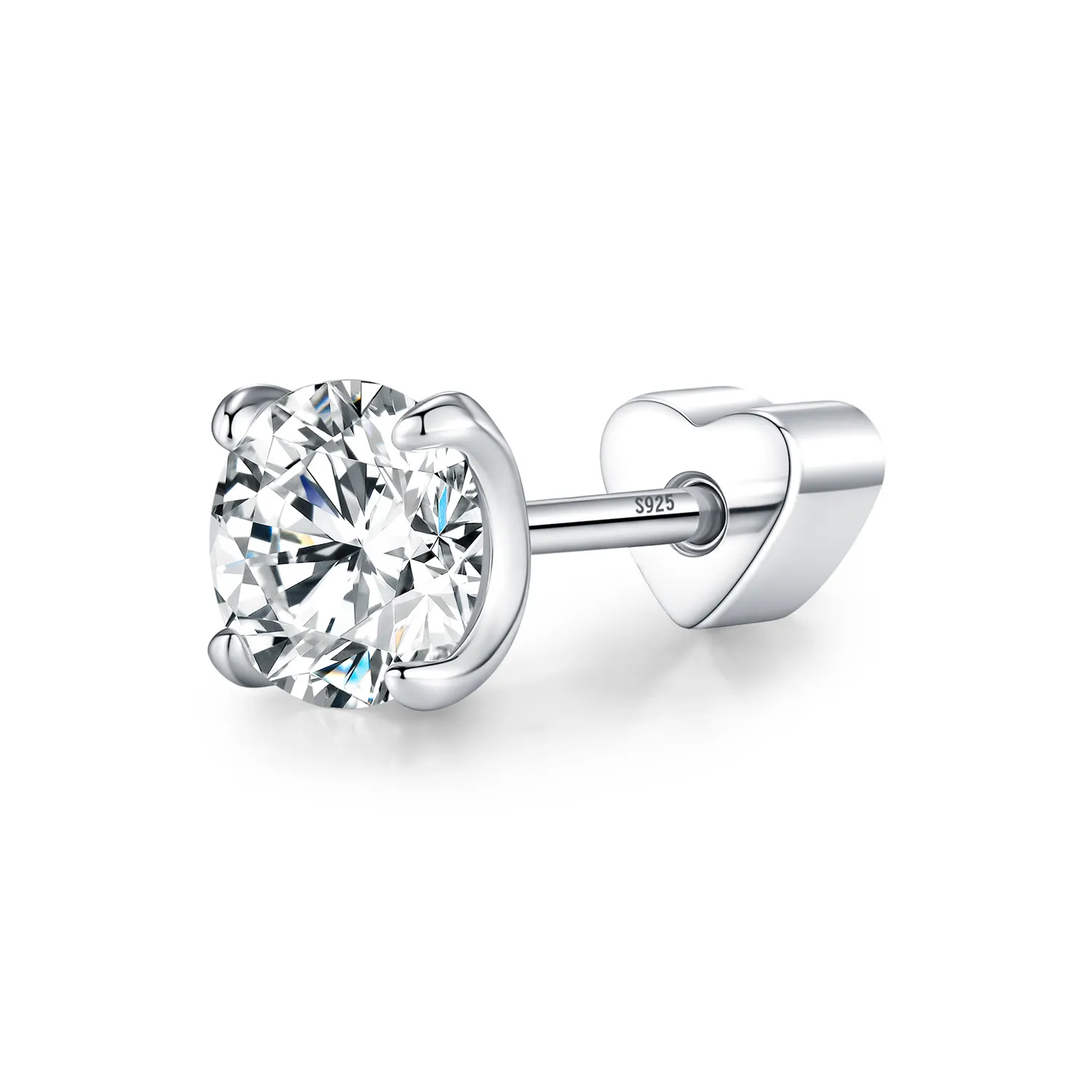 Wholesale 925 Sterling Silver 0.5ct Round Moissanite Cartilage Stud 110100087