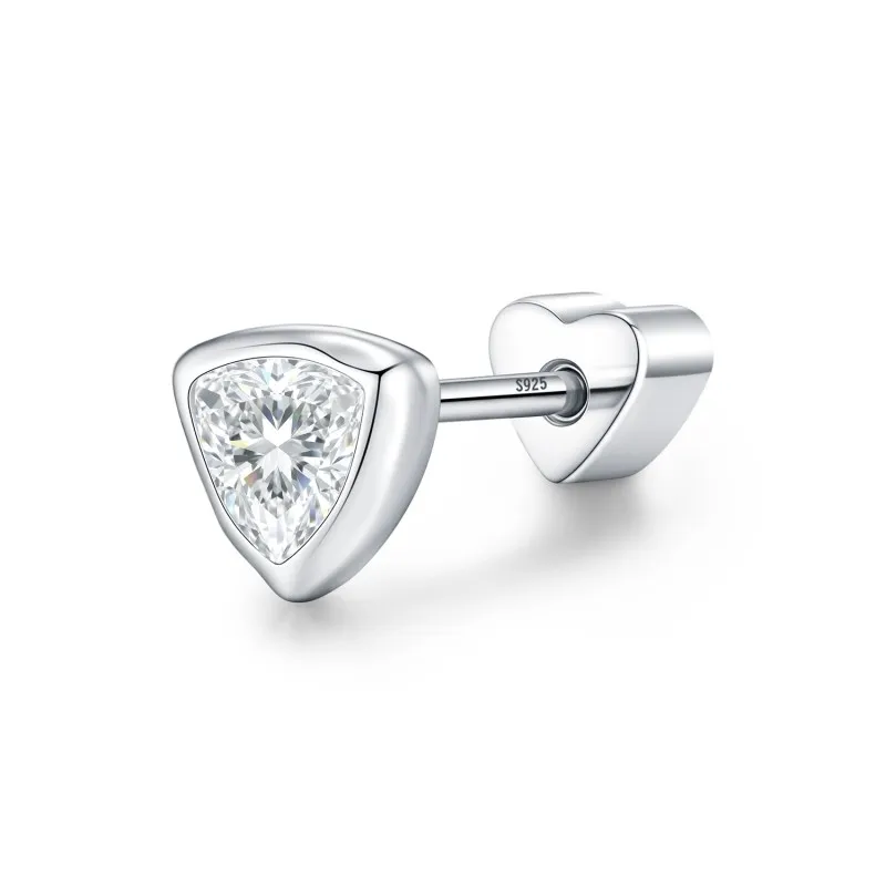 Wholesale 925 Sterling Silver Triangle Cut Moissanite Cartilage Stud 110100088