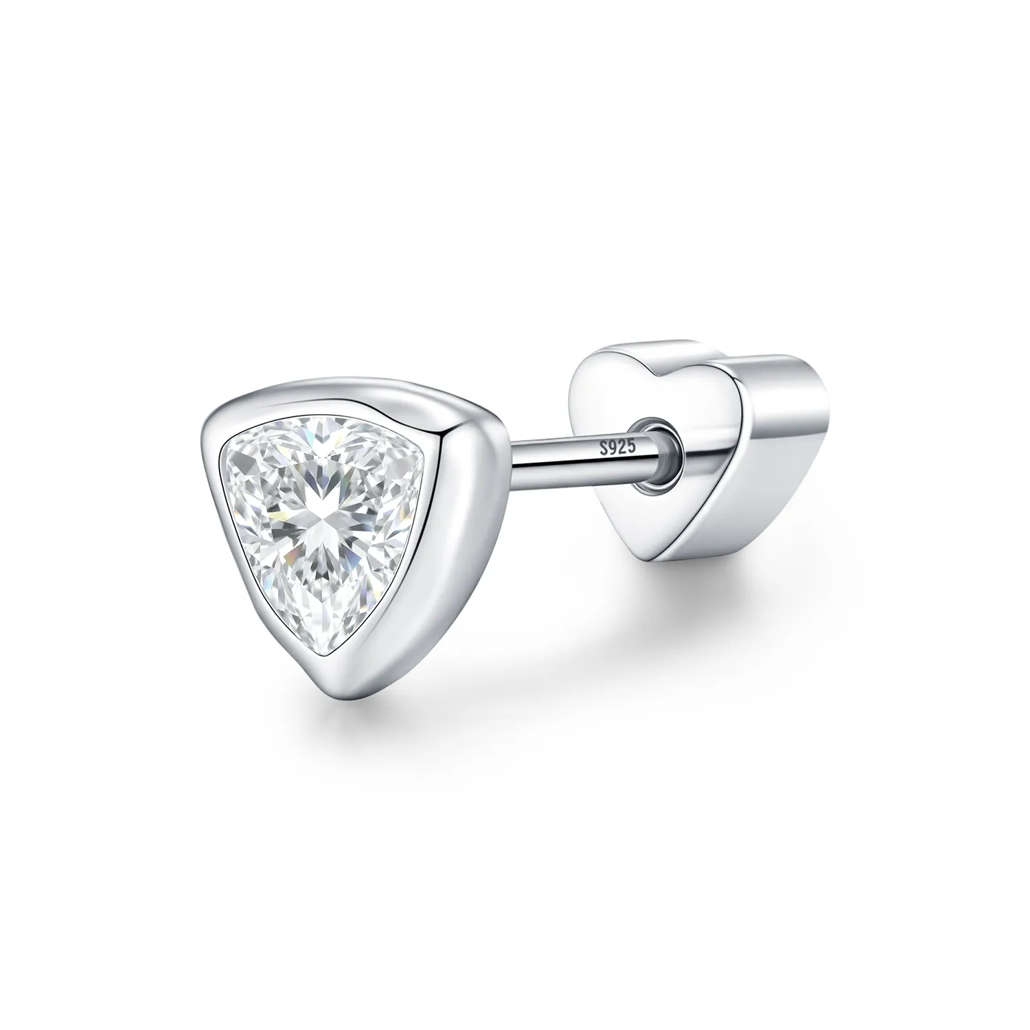 Wholesale 925 Sterling Silver Triangle Cut Moissanite Cartilage Stud 110100088