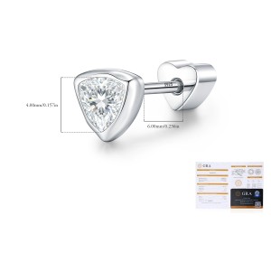 Wholesale 925 Sterling Silver Triangle Cut Moissanite Cartilage Stud 110100088