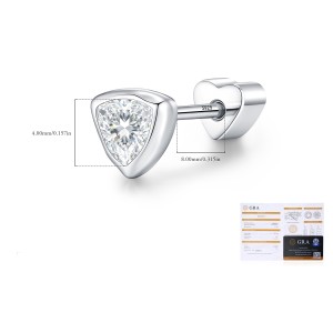 Wholesale 925 Sterling Silver Triangle Cut Moissanite Cartilage Stud 110100088