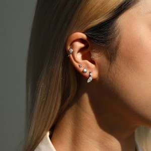 Wholesale 925 Sterling Silver Triangle Cut Moissanite Cartilage Stud 110100088