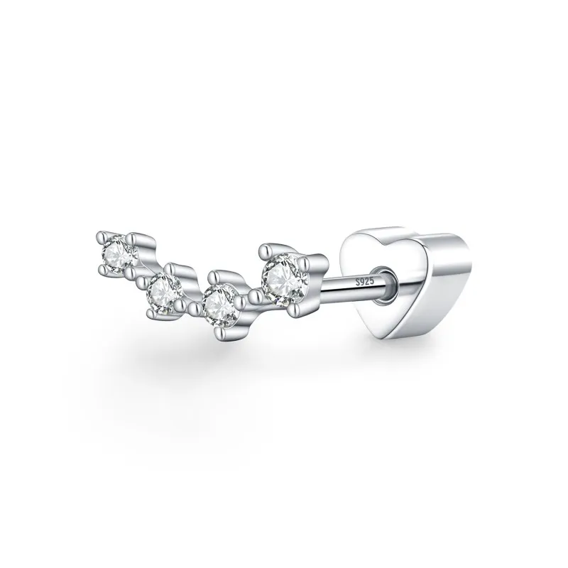 Wholesale 925 Sterling Silver Moissanite Curved Climber Cartilage Stud 110100089