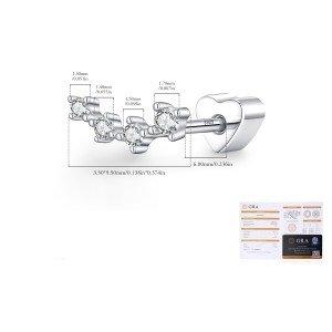 Wholesale 925 Sterling Silver Moissanite Curved Climber Cartilage Stud 110100089 Wholesale 925 Sterling Silver Moissanite Curved Climber Cartilage Stud 110100089