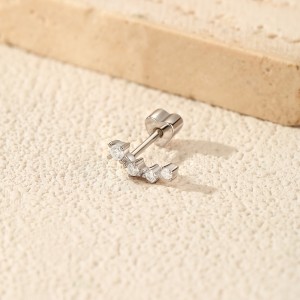 Wholesale 925 Sterling Silver Moissanite Curved Climber Cartilage Stud 110100089 Wholesale 925 Sterling Silver Moissanite Curved Climber Cartilage Stud 110100089
